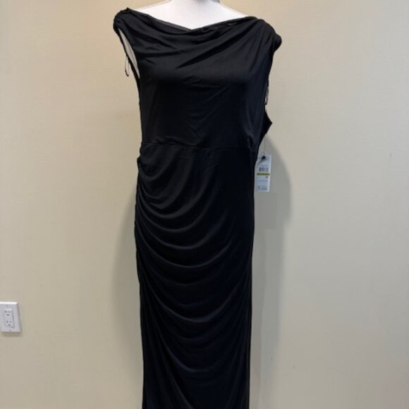 NWT DKNY Women's One Shoulder Asymmetric Neck Side Slit Bodycon Midi Dress Sz 14 - Picture 10 of 13